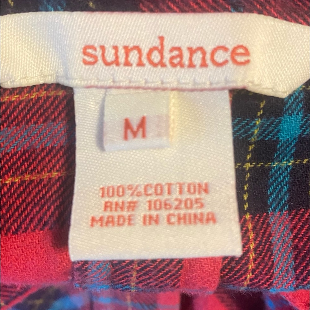 Sundance Red and Blue Plaid Peplum Shirt. - Picture 8 of 10